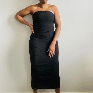 Zara black midi dress with draped detail